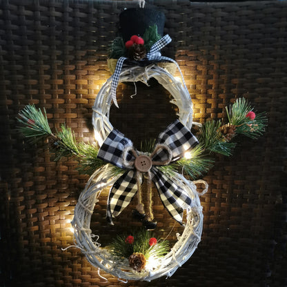 Christmas Pendant Christmas Rattan Circle With Lights Christmas Wreath Christmas Tree Home Decoration Pendant Props