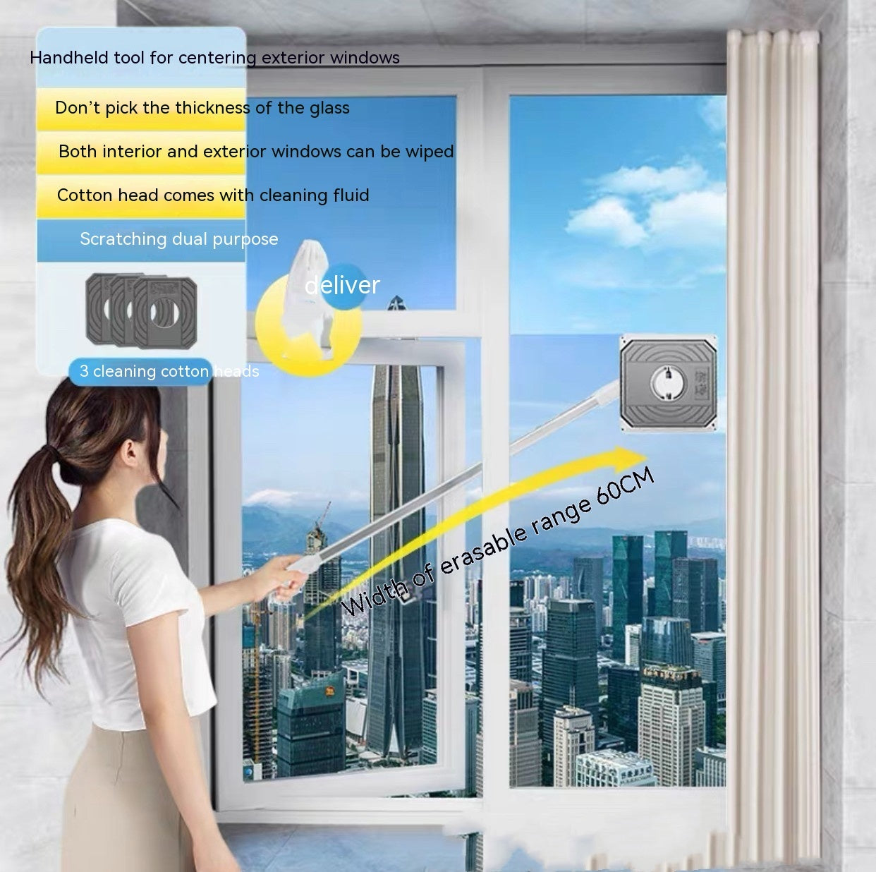 Double-Sided Magnetic Glass Cleaner