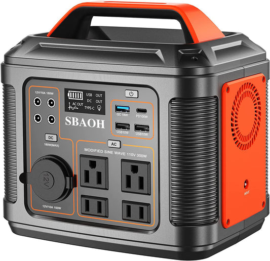US Plug Portable Power Station P302,300W 296Wh Backup Lithium Battery, Solar Generator for Home and Outdoor Emergency Power Supply, Solar Panel Is Not Included