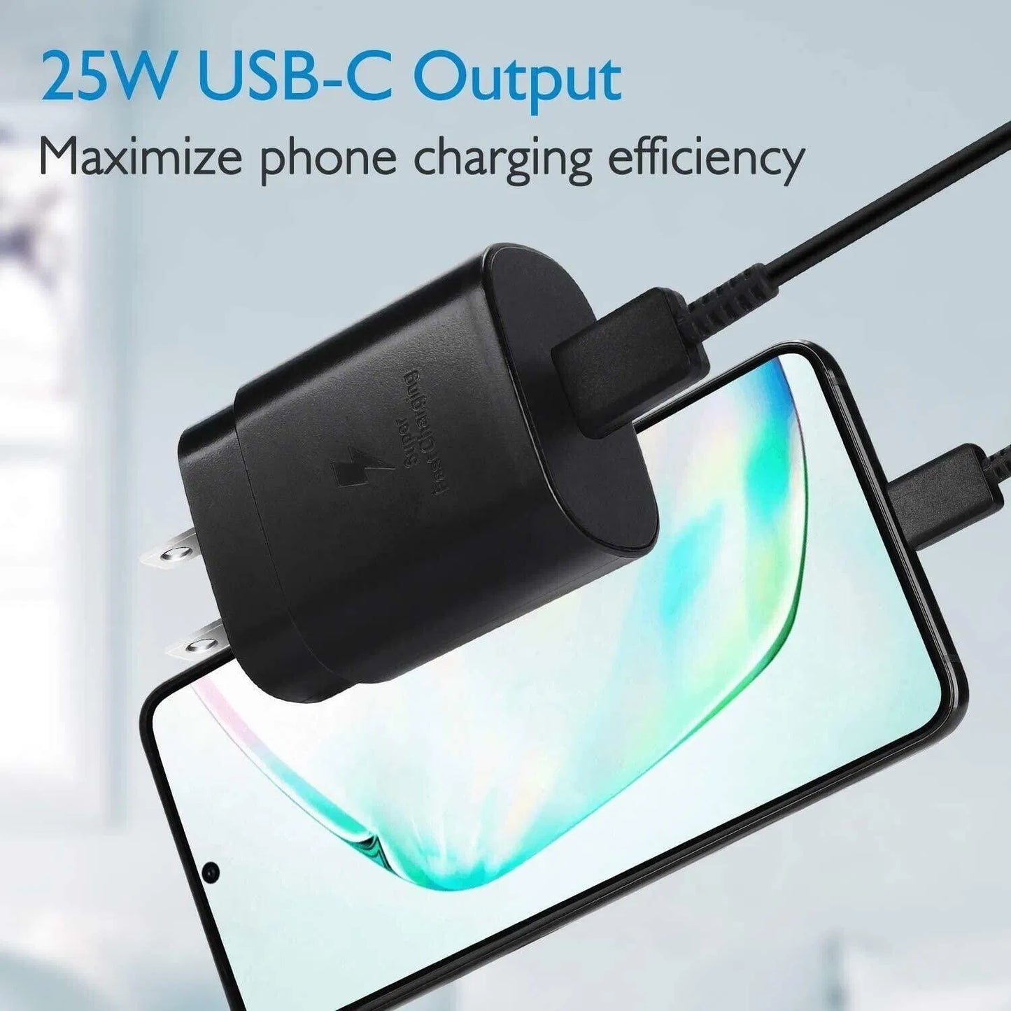 25w Super-Fast Charger Type USB-C 10FT Cable for Galaxy S23 S22 S21 S20