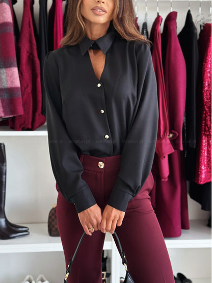 Fashion Button Long Sleeve office Shirt For Women