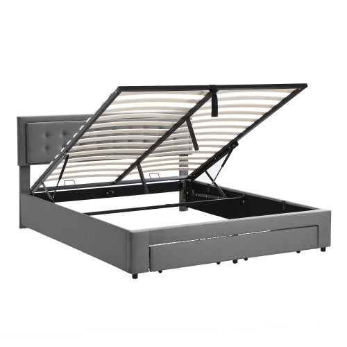 Upholstered Bed, Super King Size Bed-6ft180x200cm, Velvet Fabric, Double Bed, Large Storage Space, With Slats and Headboard, Without Mattress, Rey