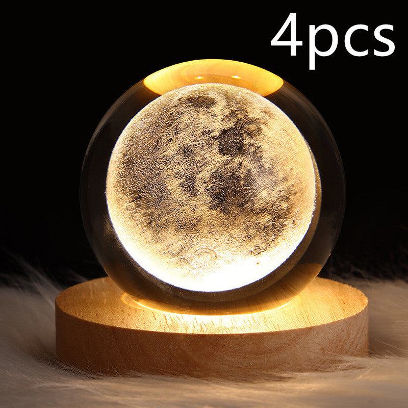 LED Night Light Galaxy Crystal Ball Table Lamp 3D Planet Moon Lamp Bedroom Home Decor for Kids Party Children Birthday Gifts