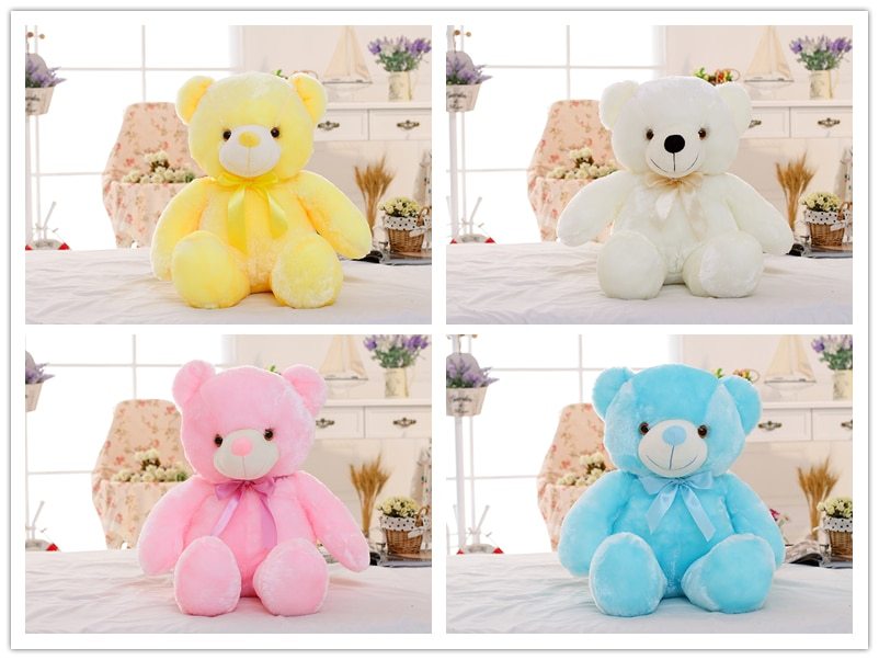 Creative Light Up LED Teddy Bear Stuffed Animals Plush Toy Colorful Glowing Christmas Gift for Kids Pillow