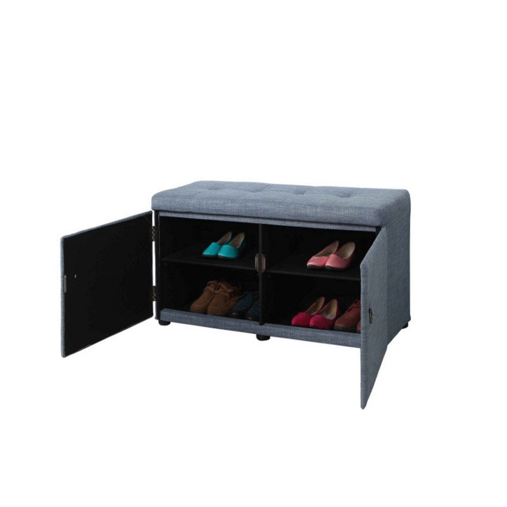 18&quot; Tall Storage Ottoman, Slate Blue
