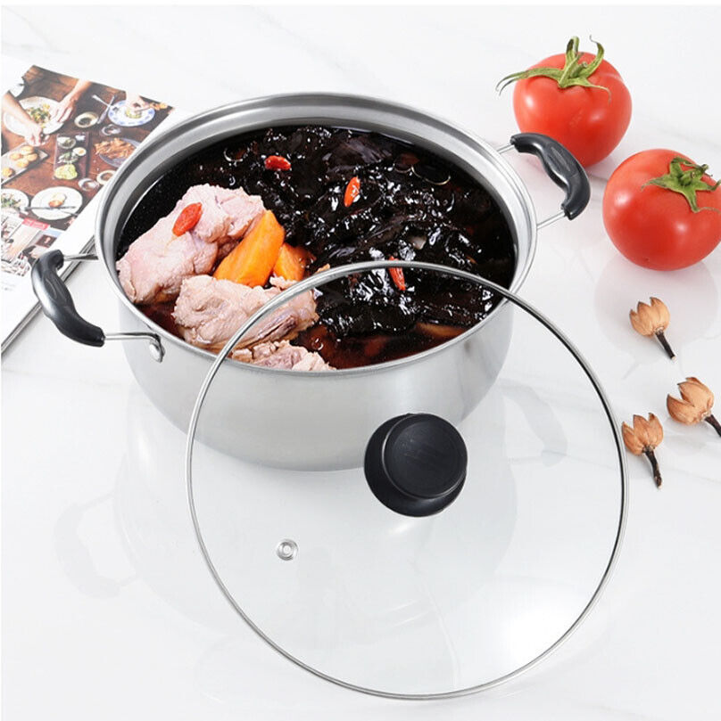 5PCS Stainless Steel Saucepan Induction Cooking Pot Cooker Cookware Kitchen