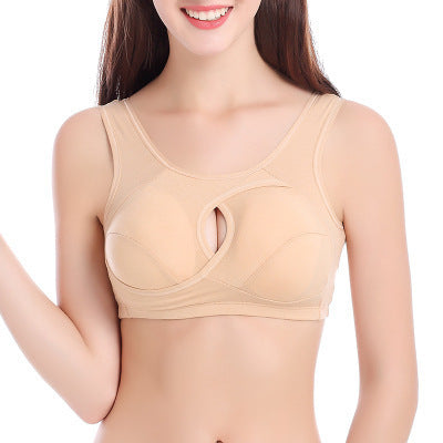 Women Bra Ladies Cotton Quake-Proof Underwear Sleep Tops No Buckles Non-Wire Lingerie with Removable Padded