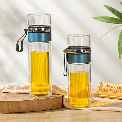 Double-layer Insulated Tea Water Separation Glass Cup