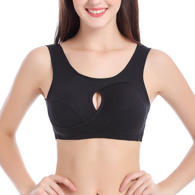 Women Bra Ladies Cotton Quake-Proof Underwear Sleep Tops No Buckles Non-Wire Lingerie with Removable Padded