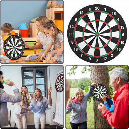 SIZE 17  DARTBOARD SET 6 DARTS  FAMILY DART BOARD GAME ADULTS KIDS XMAS