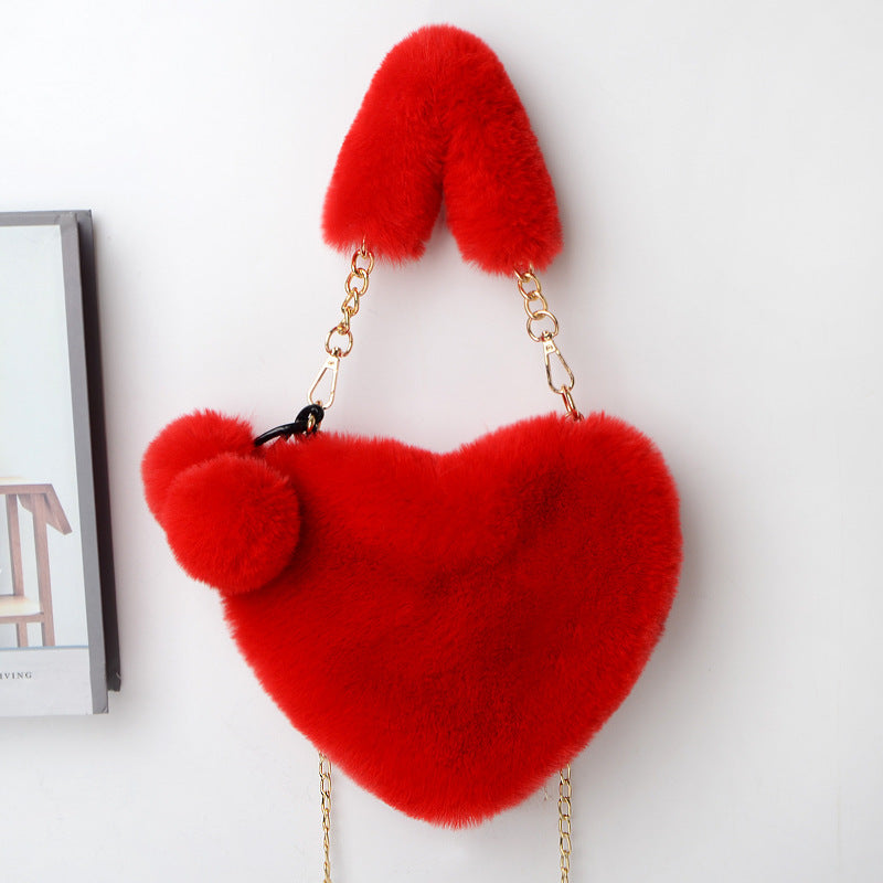 Love Bags Soft Plush Handbags Women Valentine's Day Party Bag