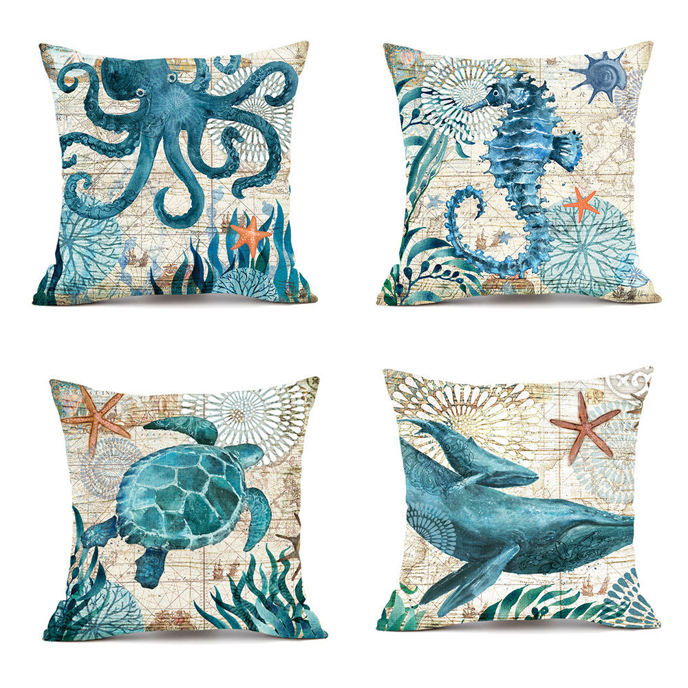 Cushion Covers Sea Turtle Printed Throw Pillowcases For Home Decor Sofa Chair Seat