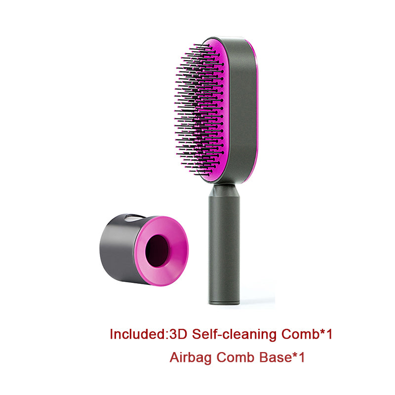 Self-Cleaning Hairbrush For Women One-key Cleaning Hair Loss Airbag Massage Scalp Comb Anti-Static Hairbrush