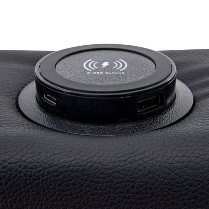 Upholstered Bed 135 X 190 McDougle Bed-4ft6, with USB Port Supports Wireless and Wired Charging, With LED Lighting and Storage Space, Without Mattress, PU-Lychee Design, Black