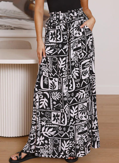 Printed Comfortable Casual Wide-leg women's Trousers