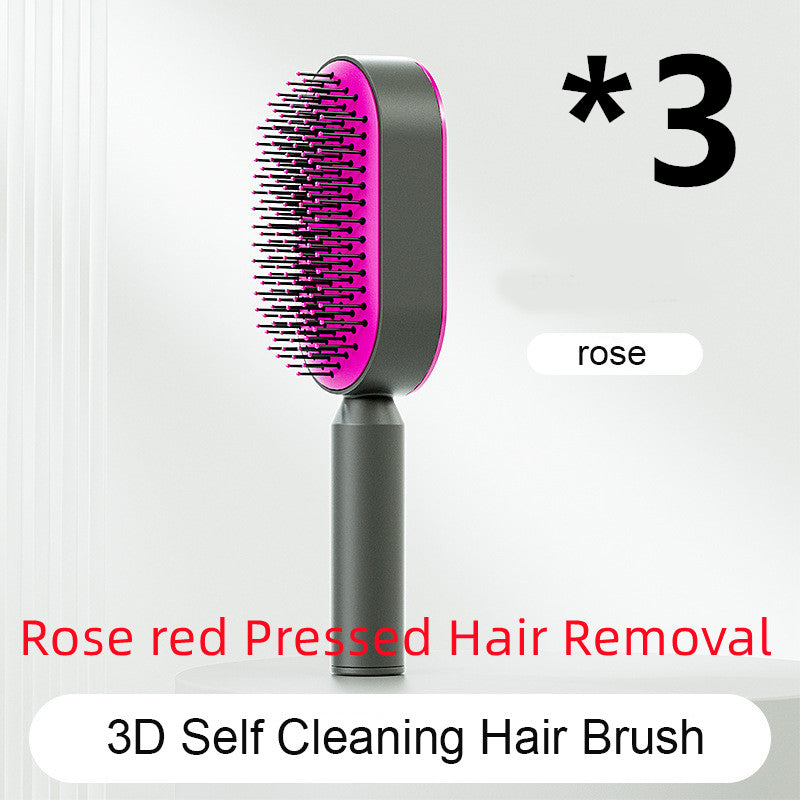 Self-Cleaning Hairbrush For Women One-key Cleaning Hair Loss Airbag Massage Scalp Comb Anti-Static Hairbrush