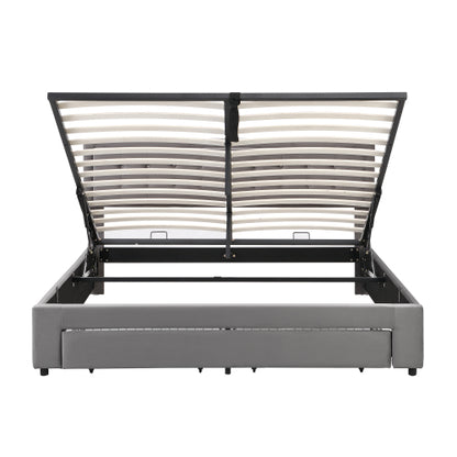 Upholstered Bed, Super King Size Bed-6ft180x200cm, Velvet Fabric, Double Bed, Large Storage Space, With Slats and Headboard, Without Mattress, Rey