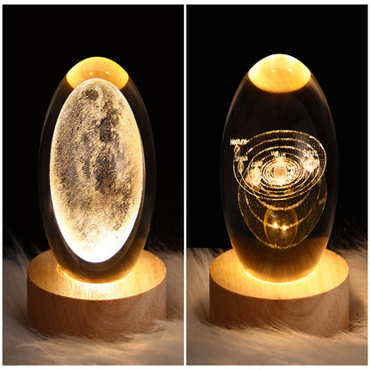 LED Night Light Galaxy Crystal Ball Table Lamp 3D Planet Moon Lamp Bedroom Home Decor for Kids Party Children Birthday Gifts