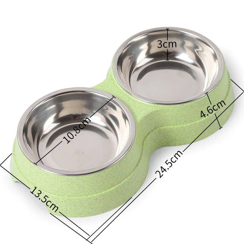 Double Pet Bowls Dog Food Water Feeder Stainless Steel Pet Drinking Dish Feeder Cat Puppy Feeding Supplies