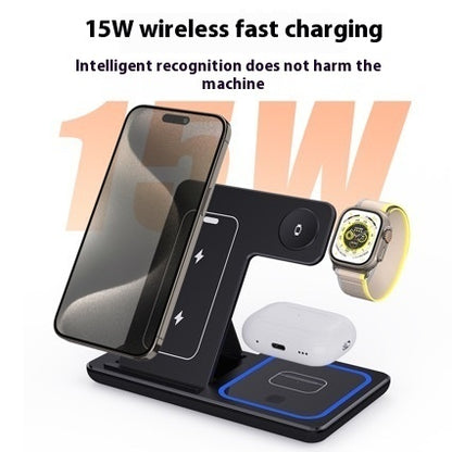 3 In 1 LED Foldable Fast Wireless Charger Stand