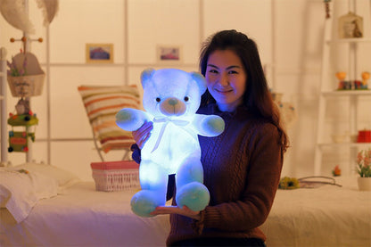 Creative Light Up LED Teddy Bear Stuffed Animals Plush Toy Colorful Glowing Christmas Gift for Kids Pillow