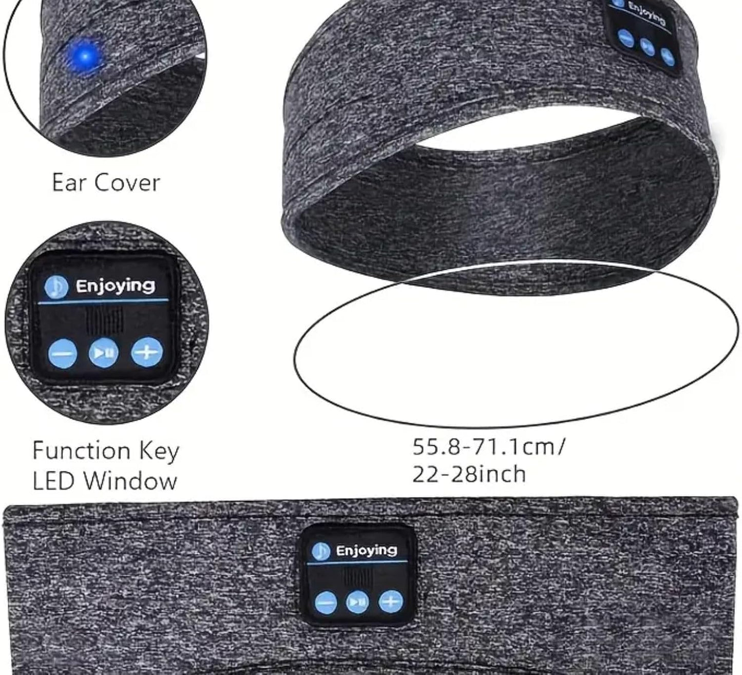Bluetooth Sleep Hood Headphones Wireless Music Sports Headband