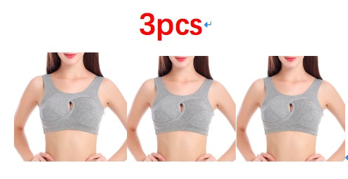 Women Bra Ladies Cotton Quake-Proof Underwear Sleep Tops No Buckles Non-Wire Lingerie with Removable Padded