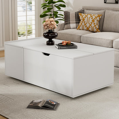 Lift Up Coffee Table, Coffee Table with Drawer, Wooden Tea Tables Sofa End Tables for Living Room Furniture, White