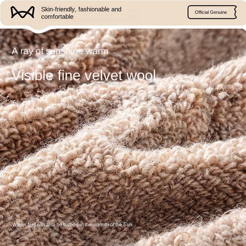 Wool Socks Women's Winter Mid-tube Fleece-lined Thick Warm Heat Storage Winter Super Thick Cashmere Women's Stockings