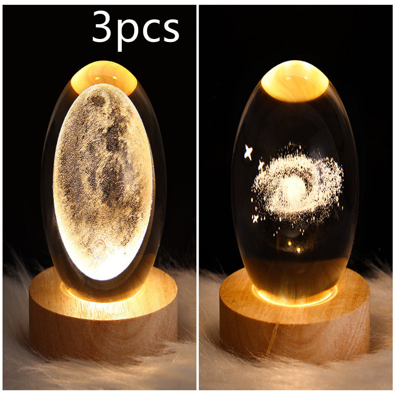 LED Night Light Galaxy Crystal Ball Table Lamp 3D Planet Moon Lamp Bedroom Home Decor for Kids Party Children Birthday Gifts