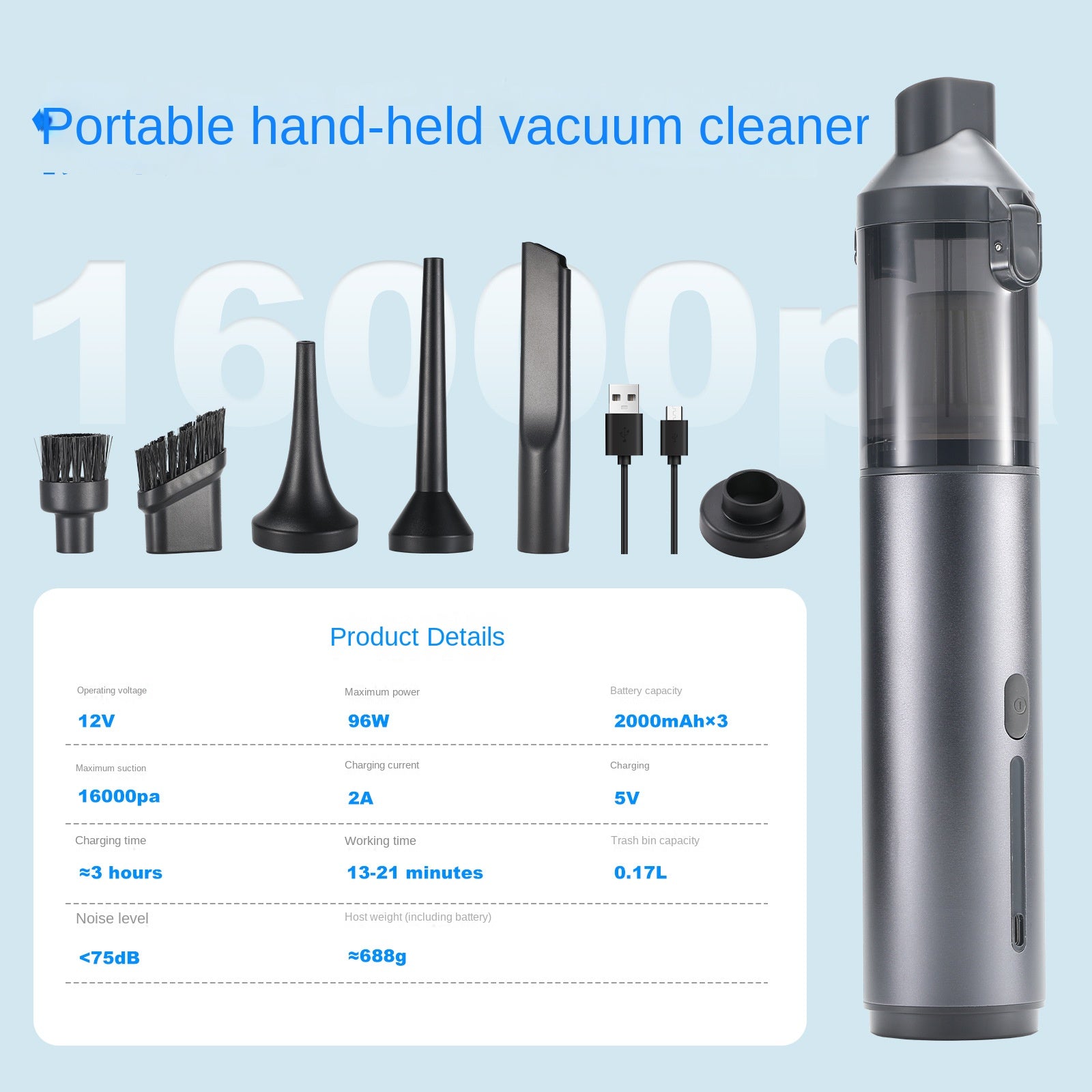 Car Small High Suction Vacuum Cleaner Home Car Portable Inflatable Dual-Purpose Handheld Car Vacuum Blower