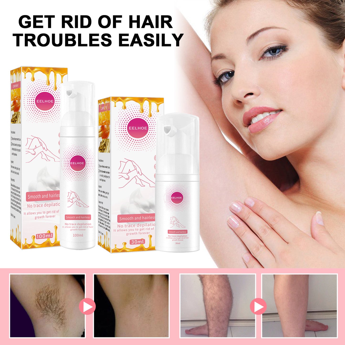 Hair Removal Spray Depilatory Armpit Hair And Legs Hair Foam Mousse And Removal Is Gentle Hair Cream Spray Non-irritating