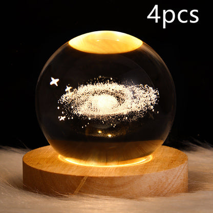 LED Night Light Galaxy Crystal Ball Table Lamp 3D Planet Moon Lamp Bedroom Home Decor for Kids Party Children Birthday Gifts