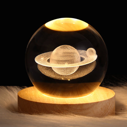 LED Night Light Galaxy Crystal Ball Table Lamp 3D Planet Moon Lamp Bedroom Home Decor for Kids Party Children Birthday Gifts