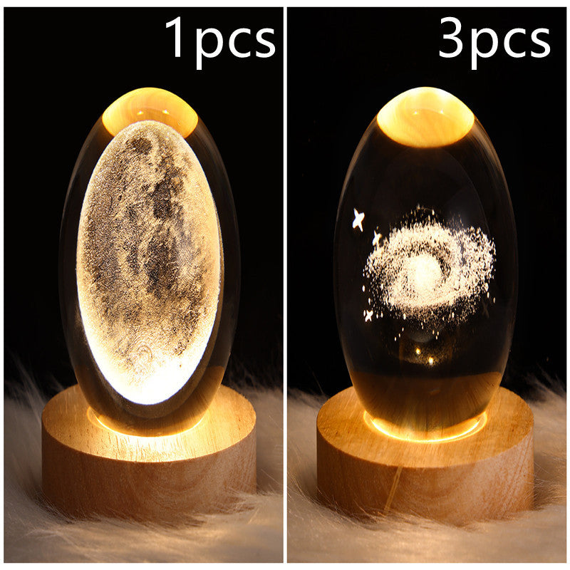 LED Night Light Galaxy Crystal Ball Table Lamp 3D Planet Moon Lamp Bedroom Home Decor for Kids Party Children Birthday Gifts