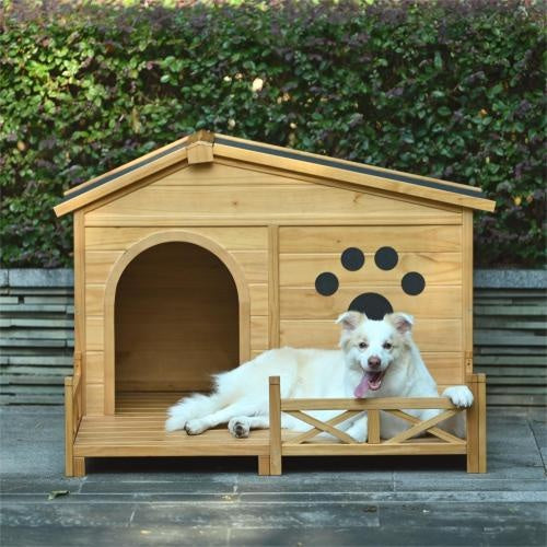 wooden Doghouse Outdoor with Porch