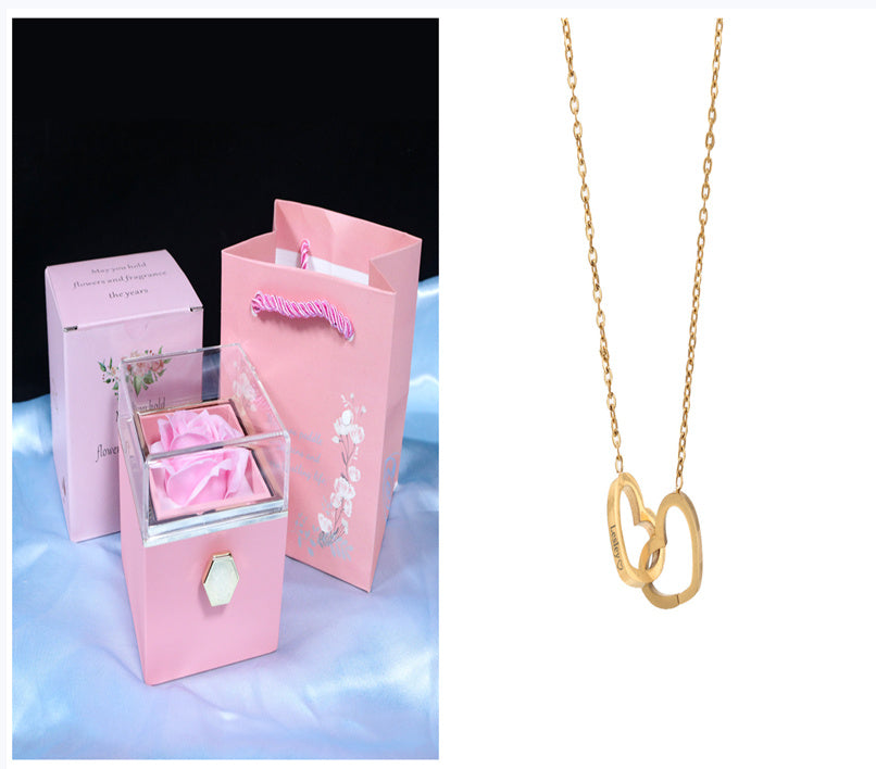 Rotating Soap Flower Rose Gift Box Creative Rotating Rose Jewelry Packaging Box Valentine's Day Gift for Women