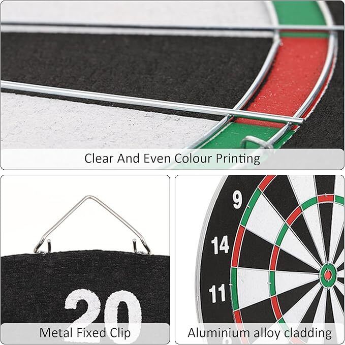 SIZE 17  DARTBOARD SET 6 DARTS  FAMILY DART BOARD GAME ADULTS KIDS XMAS