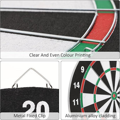SIZE 17  DARTBOARD SET 6 DARTS  FAMILY DART BOARD GAME ADULTS KIDS XMAS