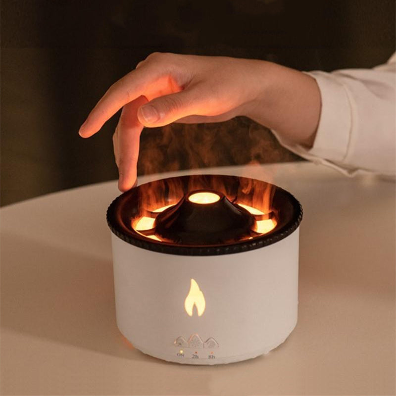 New Creative Ultrasonic Essential Oil Humidifier Volcano Aromatherapy Machine Spray Air Flame Humidifier Diffuser