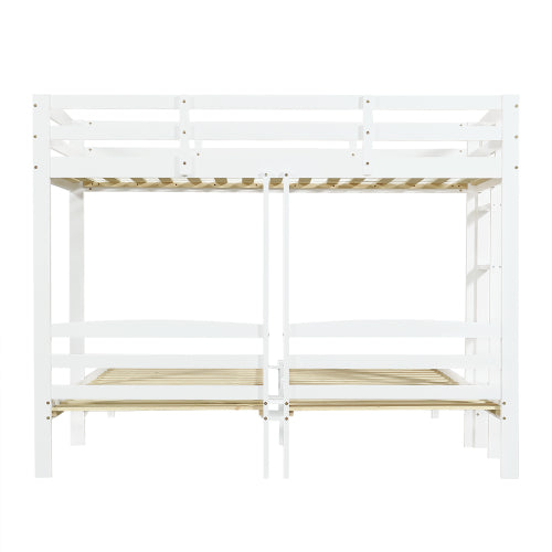 Bunk Bed Triple Sleeper with Side Ladder for Children and Teens 3FT, White 90x190cm,90x200cm Mattress Not Included