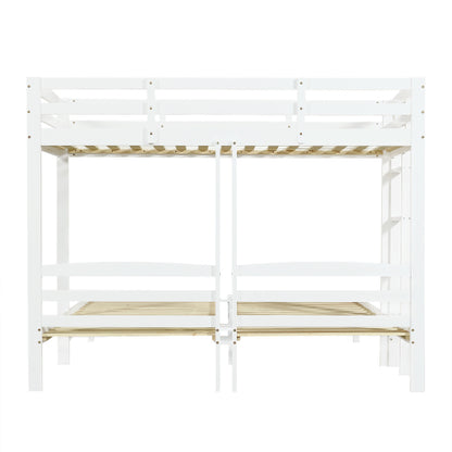 Bunk Bed Triple Sleeper with Side Ladder for Children and Teens 3FT, White 90x190cm,90x200cm Mattress Not Included
