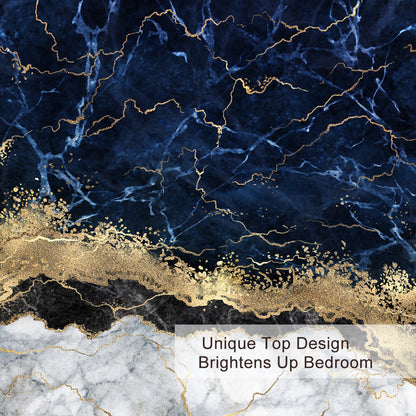 Navy Blue Duvet Cover Set Trendy Printed Design Bed Quilt Cover Set King 1 Duvet Cover 2 Pillowcases