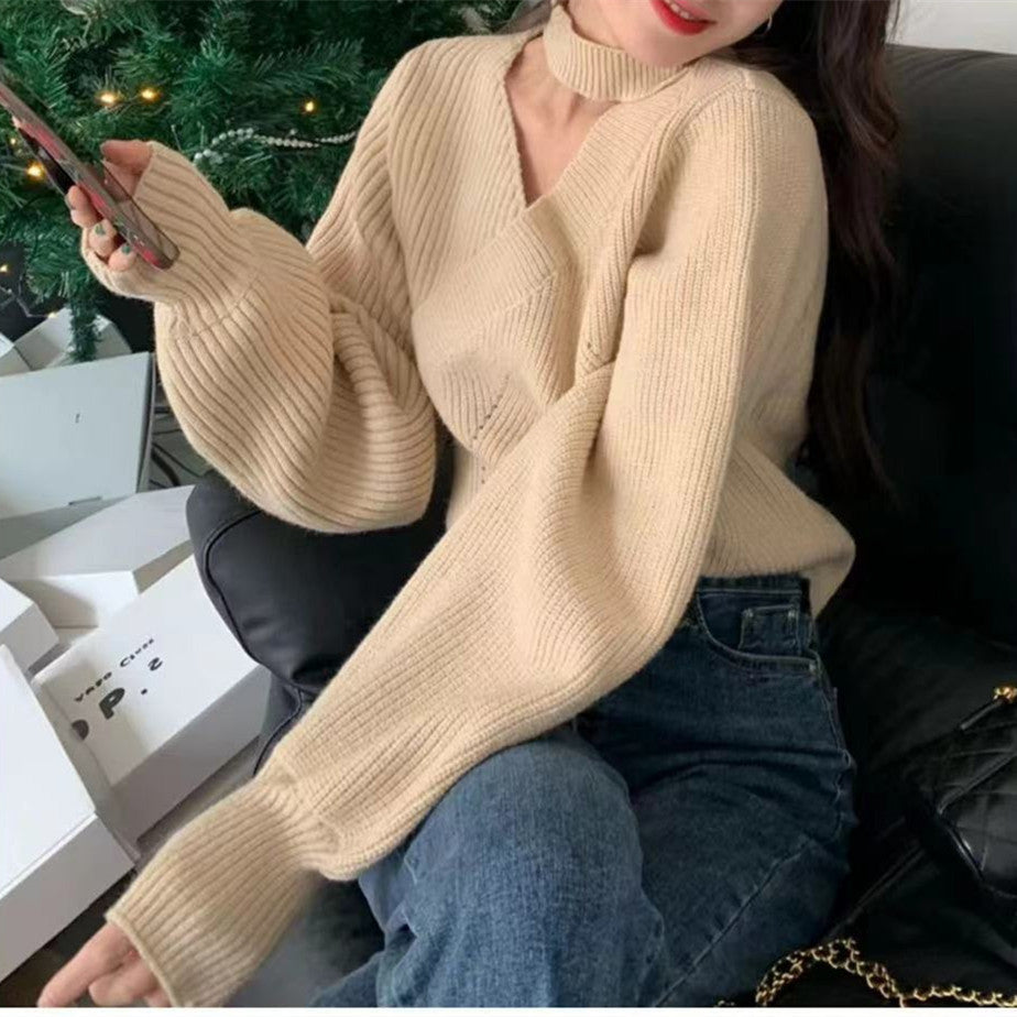 Sweater Knitted Bottoming Shirt Chic Women's Top