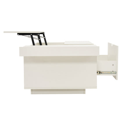 Lift Up Coffee Table, Coffee Table with Drawer, Wooden Tea Tables Sofa End Tables for Living Room Furniture, White