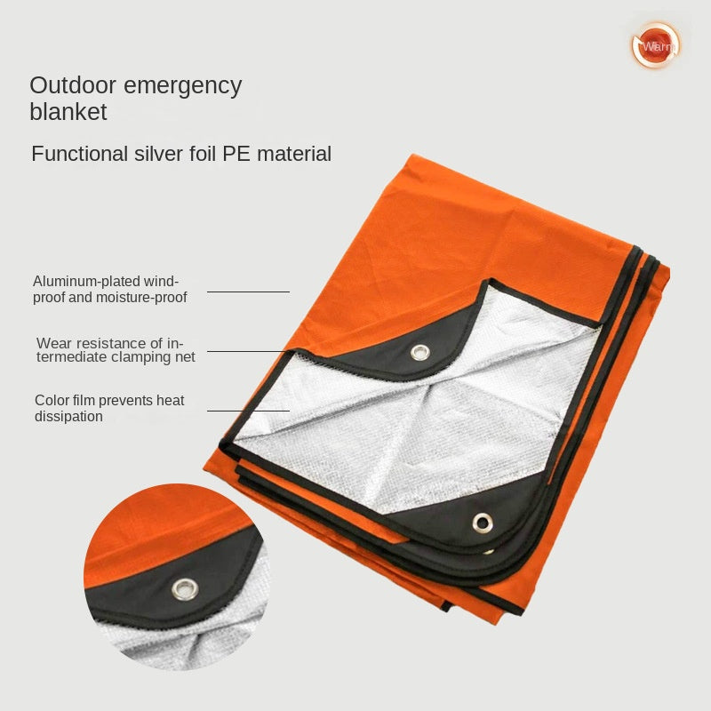 Outdoor Multifunctional Emergency Blanket Pe Emergency Blanket Survival Blanket Outdoor Camping Survival Portable Foldableing Insulation Blanket Camping Style