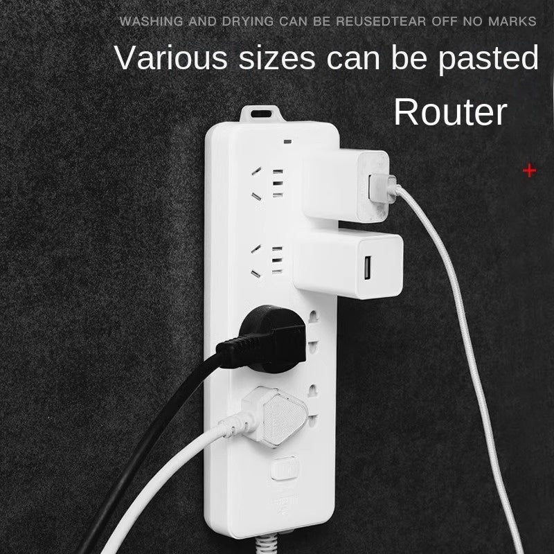Power Strip Holder Wall-Mounted Socket Storage Extension Cord Board Traceless Punch-Free Adhesive Socket Fixing Tool
