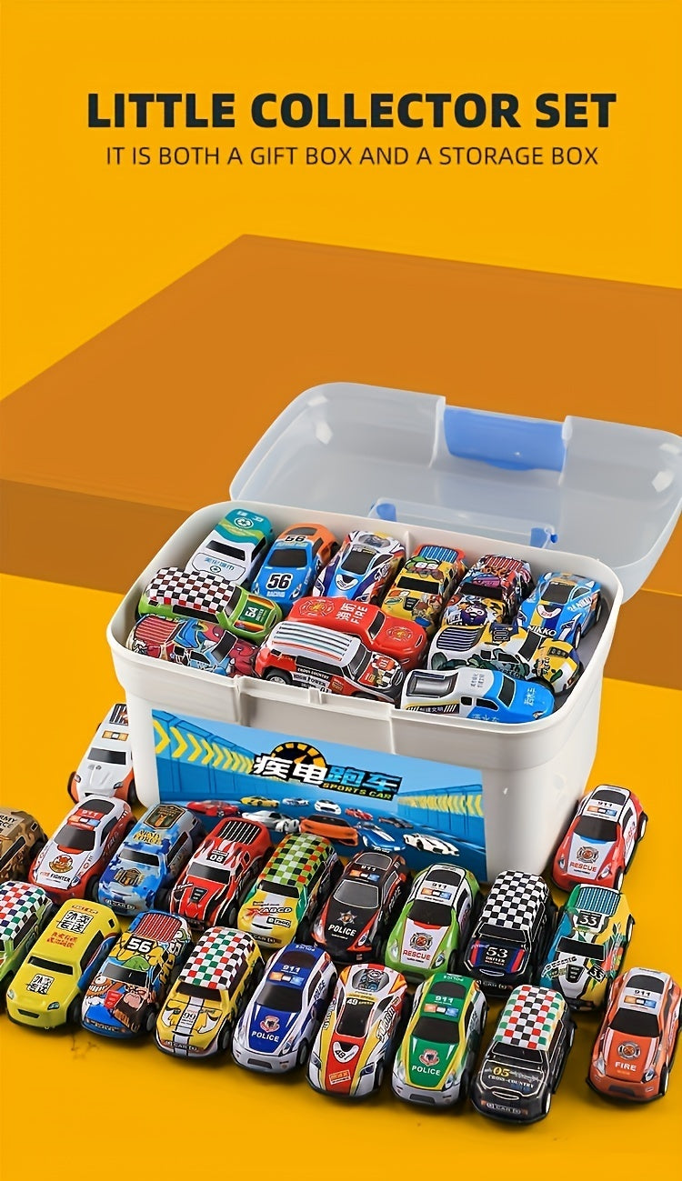 A 50-piece Alloy Toy Car Set with a Storage Box and A Foldable Play Mat