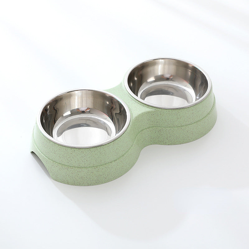 Double Pet Bowls Dog Food Water Feeder Stainless Steel Pet Drinking Dish Feeder Cat Puppy Feeding Supplies