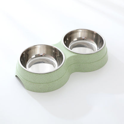 Double Pet Bowls Dog Food Water Feeder Stainless Steel Pet Drinking Dish Feeder Cat Puppy Feeding Supplies